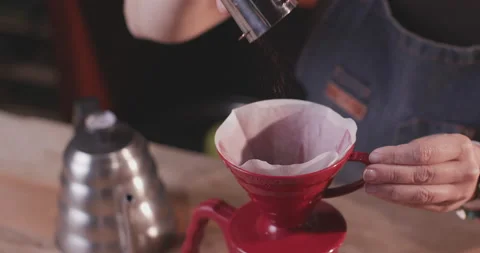 Barista Preparing Coffee Machine And Brewing Espresso Coffee At Cafe Stock Footage 237698001