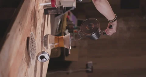 Barista Preparing Coffee Machine And Brewing Espresso Coffee At Cafe Video stock 237699383