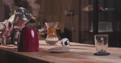 Barista Preparing Coffee Machine And Brewing Espresso Coffee At Cafe Stock Footage 237699797