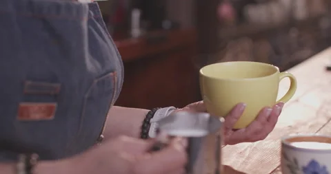 Barista Preparing Coffee Machine And Brewing Espresso Coffee At Cafe Video stock 237708674