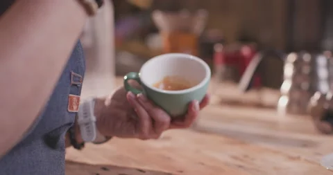 Barista Preparing Coffee Machine And Brewing Espresso Coffee At Cafe Stock Footage 237709122