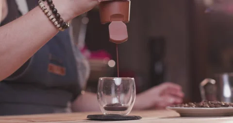 Barista Preparing Coffee Machine And Brewing Espresso Coffee At Cafe Stock Footage 237709515