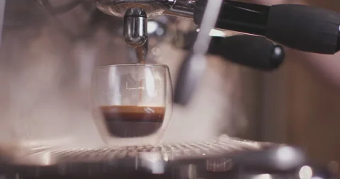 Barista Preparing Coffee Machine And Brewing Espresso Coffee At Cafe Stock Footage 237709538