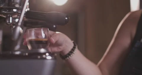 Barista Preparing Coffee Machine And Brewing Espresso Coffee At Cafe Stock Footage 237709542
