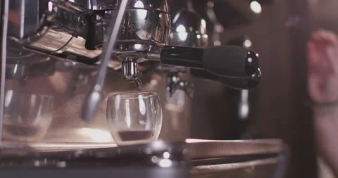 Barista Preparing Coffee Machine And Brewing Espresso Coffee At Cafe Video stock 237709641