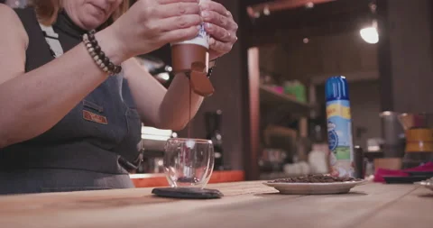 Barista Preparing Coffee Machine And Brewing Espresso Coffee At Cafe Stock Footage 237709998