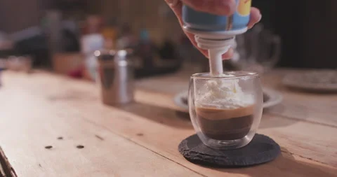 Barista Preparing Coffee Machine And Brewing Espresso Coffee At Cafe Video stock 237710141