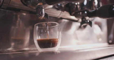 Barista Preparing Coffee Machine And Brewing Espresso Coffee At Cafe Stock Footage 237710320