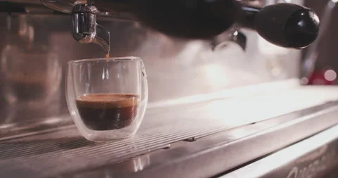 Barista Preparing Coffee Machine And Brewing Espresso Coffee At Cafe Stock Footage 237710532