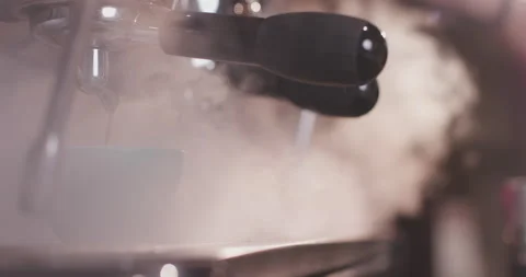 Barista Preparing Coffee Machine And Brewing Espresso Coffee At Cafe Stock Footage 237722935