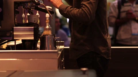 Barista preparing drink at event Stock Footage 52524850