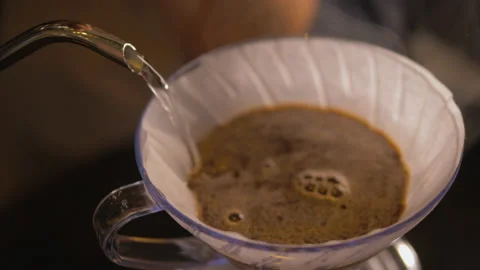 Barista preparing espresso and cappuccino in modern coffee shop Stock Footage 196178317