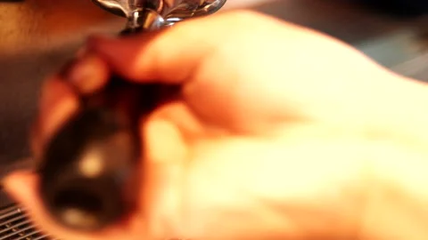 Barista preparing espresso machine pouring coffee cup from coffee machine Video stock 188453309