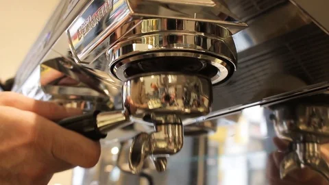 Barista preparing fresh espresso shot Stock Footage 120636744