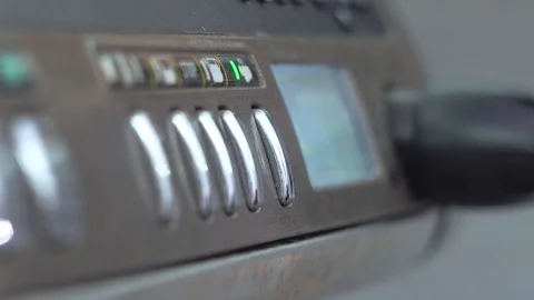 Barista presses the button on the coffee machine Stock Footage 113016327