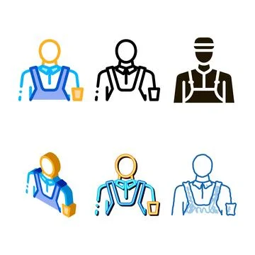Barista profession icon styleset vector outline Stock Illustration