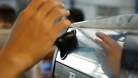 Barista pulls the lever to release the steam from coffee machine.Close up Video stock 121781705