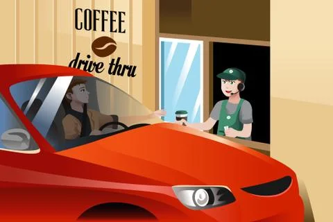 Barista serving customer Stock Illustration