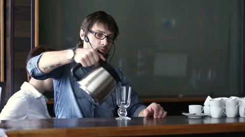 Barista shows a master class in cooking coffee Stock Footage 62237554