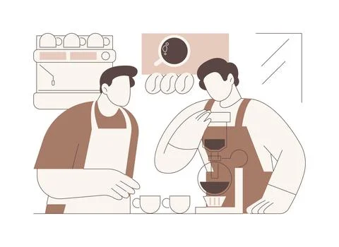 Barista training isolated cartoon vector illustrations. Stock Illustration