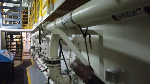 Barite tanks in a drilling rig Stock Footage 102638627