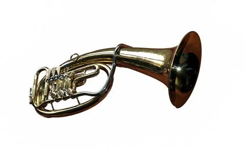 Baritone wind musical instrument displayed against a clean background highl.. Stock Photos