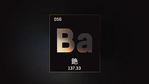Barium as Element 56 of the Periodic Table 3D animation on grey background Video stock 126456316