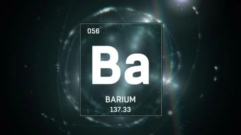 Barium as Element 56 of the Periodic Table 3D illustration on green background Stock Illustration