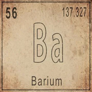 Barium Element Card from Periodic Table on Vintage Old Paper Stock Illustration