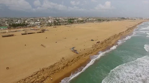 Bark on Cotonou's shore Stock Footage 81071071