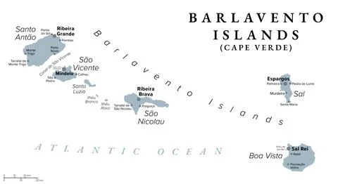 Barlavento Islands, Cape Verde (Cabo Verde), gray political map 스톡 일러스트