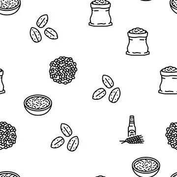 Barley cereal grain harvest vector seamless pattern 库存插图