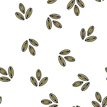 Barley grain unpeeled vector seamless pattern Stock Illustration