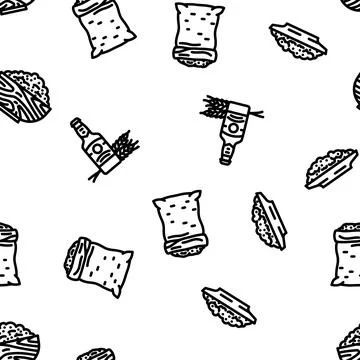 Barley grain wheat seamless pattern vector Stock Illustration