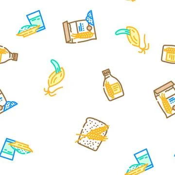 Barley grain wheat seamless pattern vector 스톡 일러스트