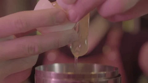 The Barman Breaks The Egg Into A Shaker Stock Footage 109344969
