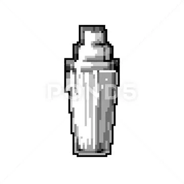 Barman cocktail shaker game pixel art vector illustration: Graphic  #241453701