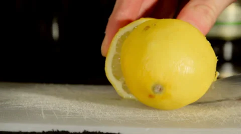 Barman cutting lemon on bar Stock Footage 35193027