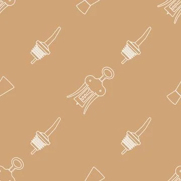 Barman equipment contour seamless pattern. Illustrazione stock