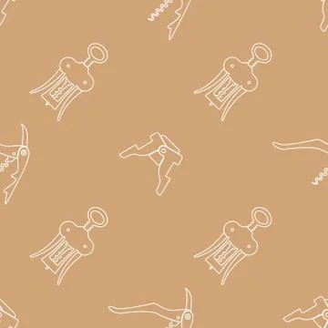 Barman equipment contour seamless pattern. Stock Illustration