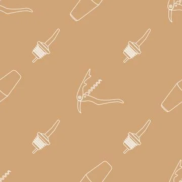 Barman equipment contour seamless pattern. Stock Illustration