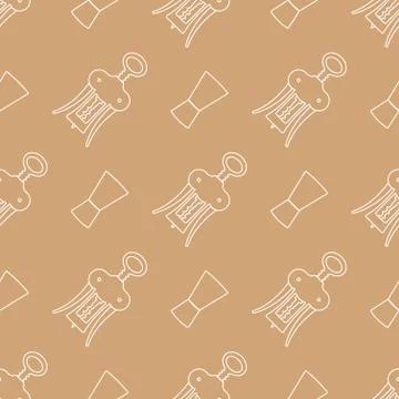 Barman equipment contour seamless pattern. Stock Illustration