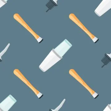 Barman equipment deco seamless pattern. Stock Illustration