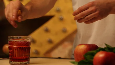 Barman finishing making cocktail. Stock Footage 122000476