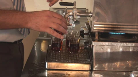 Barman makes tea Stock Footage 3665582