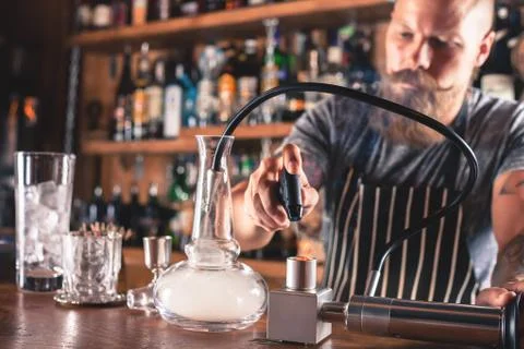 Barman is making cocktail Stock Photos