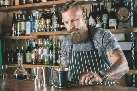 Barman is making cocktail Stock Photos
