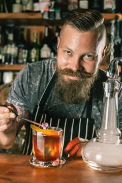 Barman is making cocktail Stock Photos