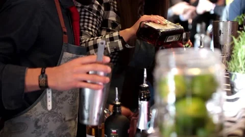 Barman making drinks in bar Stock Footage 55694378