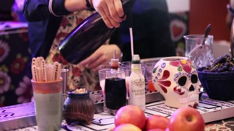 Barman making drinks in bar Stock Footage 60794456